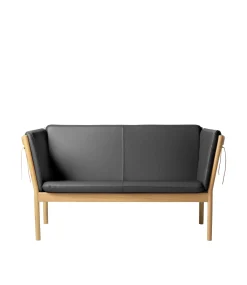 Erik Ole Jørgensen J148 - 2 pers. sofa - Eg - Sort læder- 2 Personers Sofa