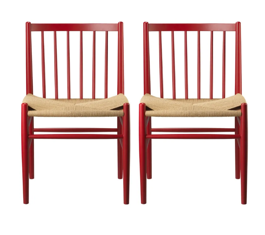 Jørgen Bækmark J80 - Stol - 2 stk - Bøg - Ruby Red- Spisebordsstole
