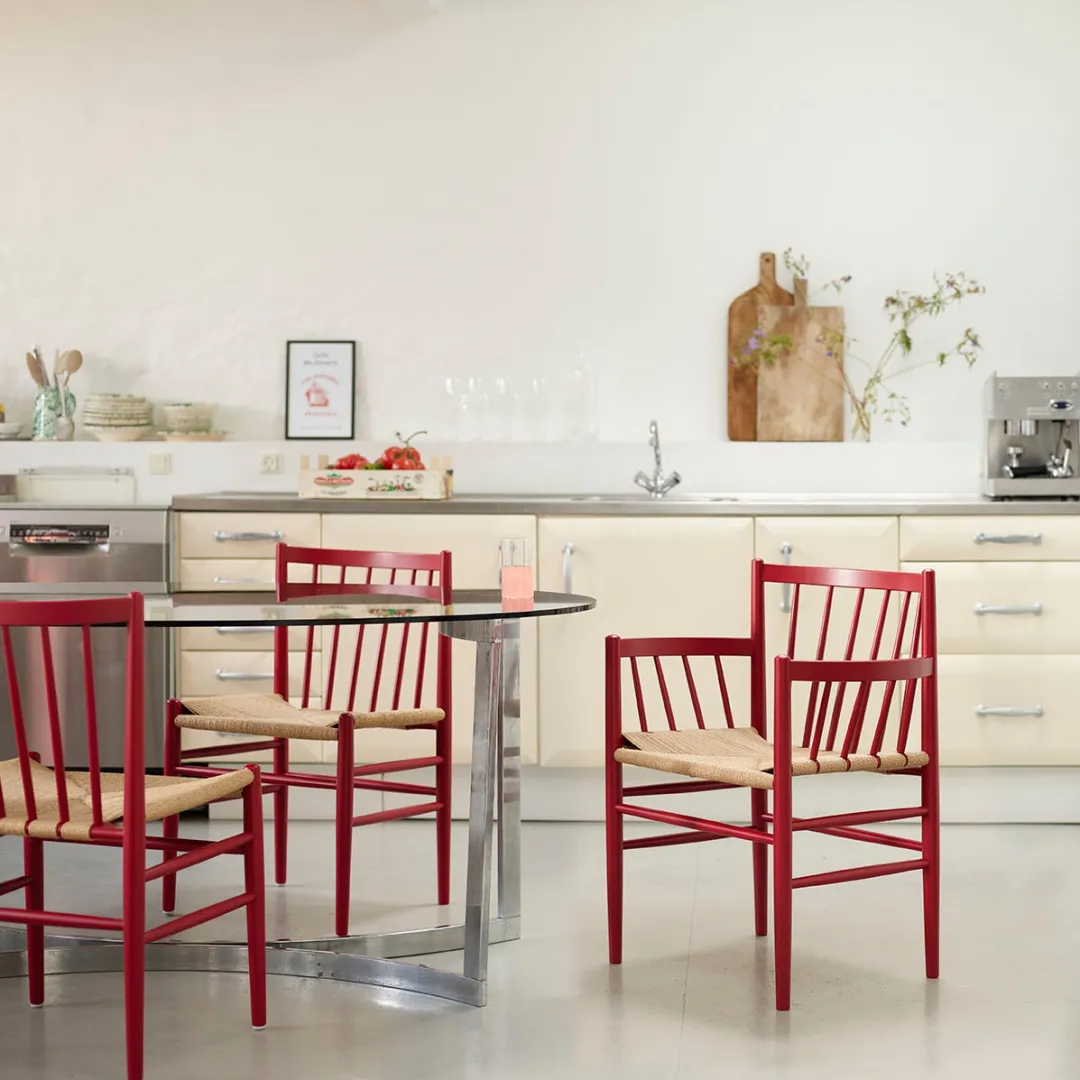 Jørgen Bækmark J80 - Stol - 2 stk - Bøg - Ruby Red- Spisebordsstole