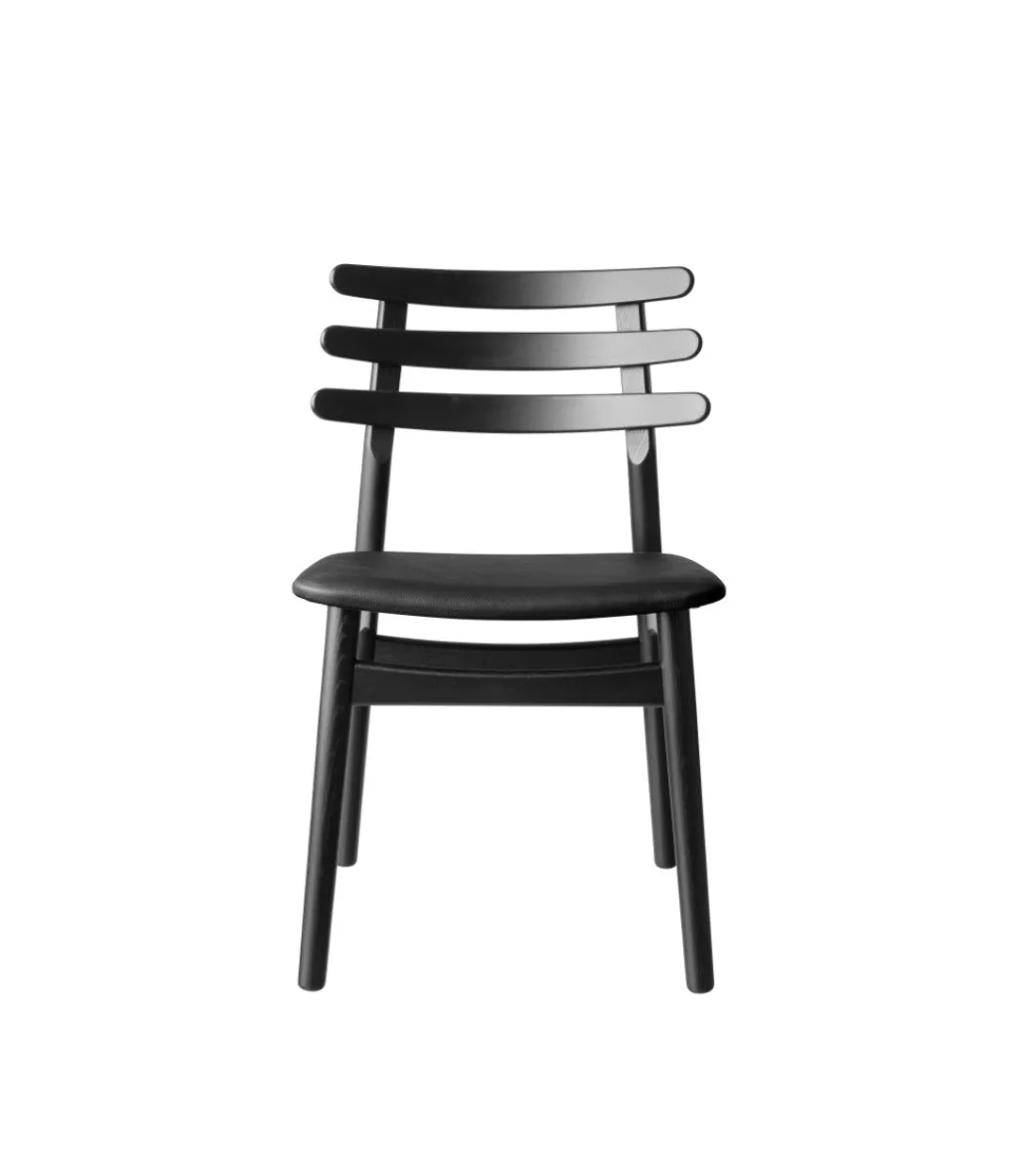 Poul M. Volther J48 - Stol - Eg - Jet Black - Sort læder- Spisebordsstole