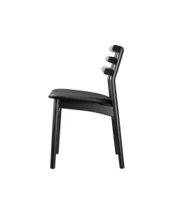 Poul M. Volther J48 - Stol - Eg - Jet Black - Sort læder- Spisebordsstole
