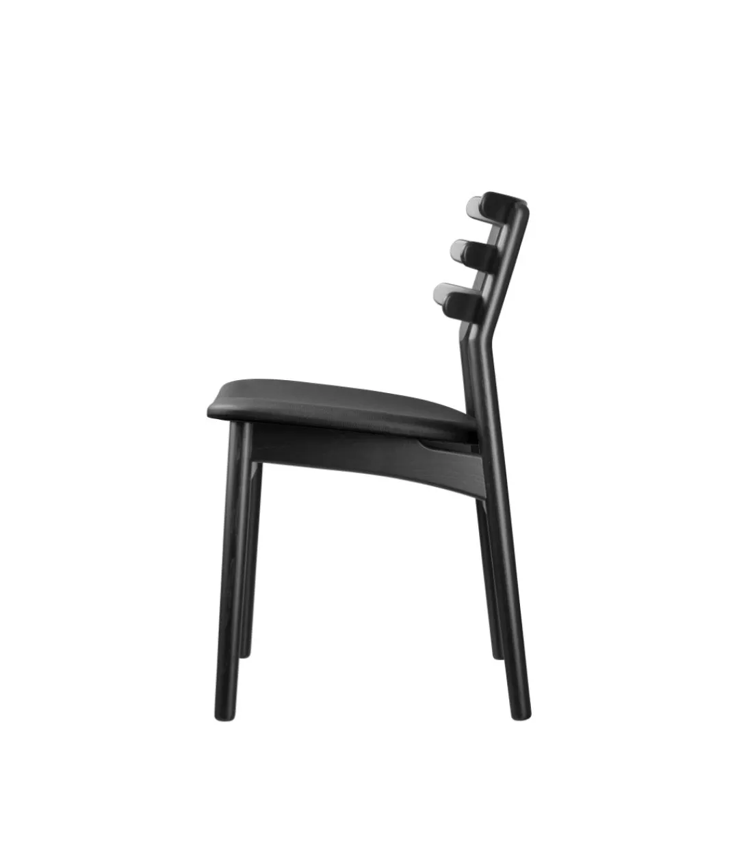 Poul M. Volther J48 - Stol - Eg - Jet Black - Sort læder- Spisebordsstole