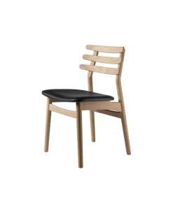Poul M. Volther J48 - Stol - Eg - Sort læder- Spisebordsstole